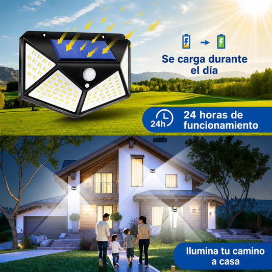 Lámpara Solar LED con Sensor de Movimiento – 100 LED